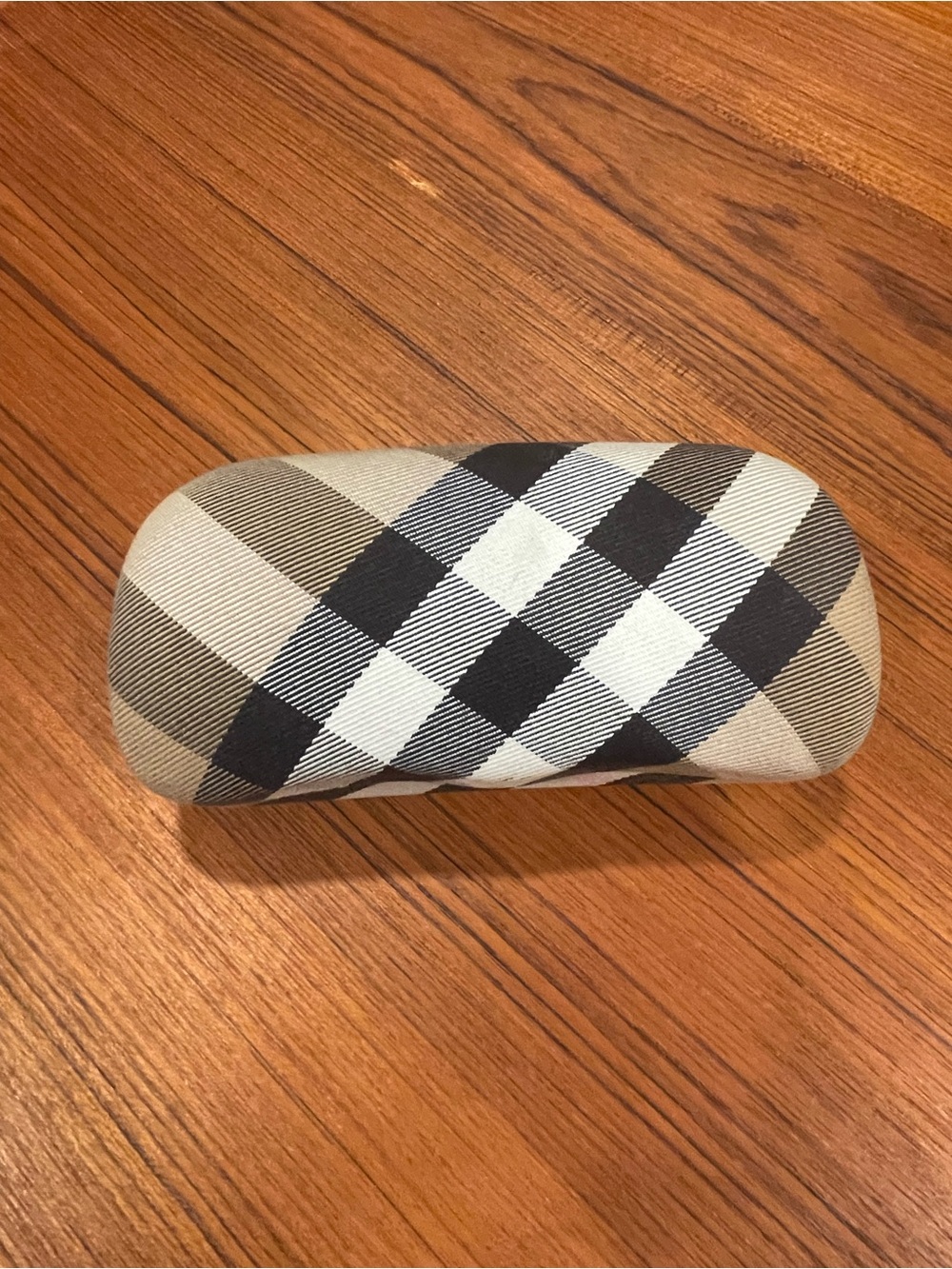 Burberry Hard Eyeglasses Case in Black, White & Beige Plaid
